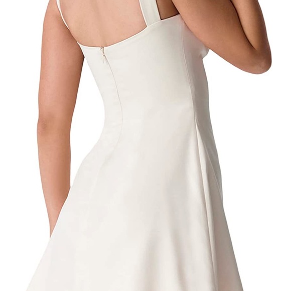 NWT (XS) Silky Satin Y2k Empire A-Line Mini Dress Cream Off-White Ivory - Picture 6 of 7